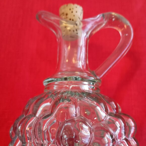 Vintage Glass Grape Cluster Oil/Vinegar Cruet, Light Green Clear Glass - Picture 4 of 6